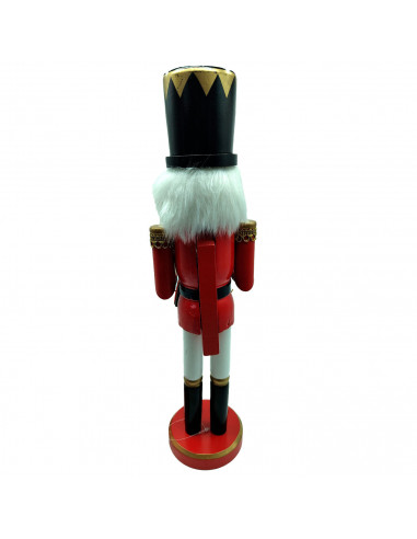 Tradineur - Figura de Cascanueces con calendario Navideño - Fabricado en madera - Incluye palanca para abrir el cascanueces -  A