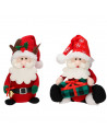 Tradineur - Muñeco de Papa Noel Sentado Navideño - Fabricado en Poliéster y relleno de arena - Artículo para decoración navideña