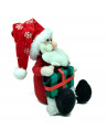 Tradineur - Muñeco de Papa Noel Sentado Navideño - Fabricado en Poliéster y relleno de arena - Artículo para decoración navideña