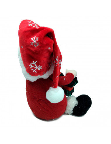 Tradineur - Muñeco de Papa Noel Sentado Navideño - Fabricado en Poliéster y relleno de arena - Artículo para decoración navideña