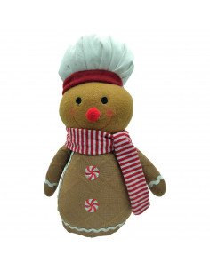 Tradineur - Muñeco de Galleta de Jengibre Navideño - Fabricado en Poliéster y relleno de arena - Artículo para decoración navide