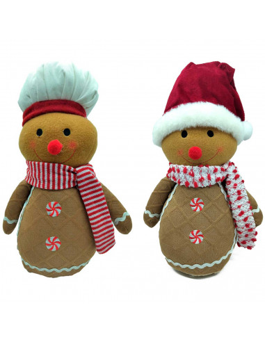 Tradineur - Muñeco de Galleta de Jengibre Navideño - Fabricado en Poliéster y relleno de arena - Artículo para decoración navide