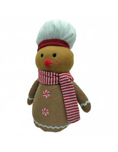 Tradineur - Muñeco de Galleta de Jengibre Navideño - Fabricado en Poliéster y relleno de arena - Artículo para decoración navide