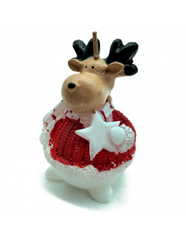 Tradineur - Pack de 4 Velas con Forma de Figuras Navideñas - Papá Noel, Reno, Muñeco de Nieve y Angel - Artículo decorativo para