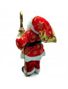 Tradineur - Figura de Papa Noel con Bolsa de regalo y bastón Dorado - Fabricado en Poliéster y Plástico - Artículo decorativo pa