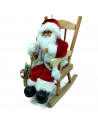 Tradineur - Figura de Papa Noel en mecedora - Fabricado en Poliéster y Madera - Artículo decorativo para Navidad - 22 x 12 x 20