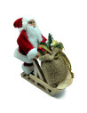 Tradineur - Figura de Papa Noel en Trineo de Nieve - Fabricado en Poliéster y Madera - Artículo decorativo para Navidad - 23 x 1