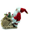 Tradineur - Figura de Papa Noel en Trineo de Nieve - Fabricado en Poliéster y Madera - Artículo decorativo para Navidad - 23 x 1