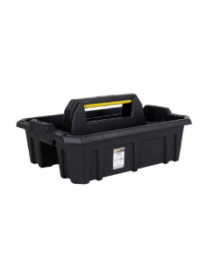 Organizador de herramientas con asa de plástico resistente color negro 39.5 x 29.5 x 13 cm (ancho x largo x alto)