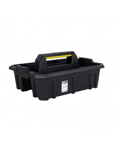 Organizador de herramientas con asa de plástico resistente color negro 39.5 x 29.5 x 13 cm (ancho x largo x alto)