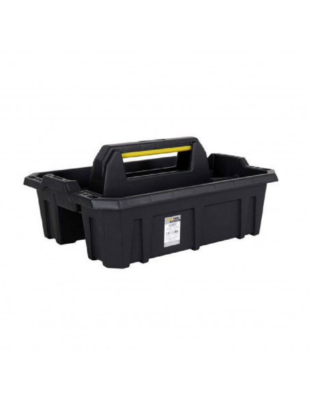 Organizador de herramientas con asa de plástico resistente color negro 39.5 x 29.5 x 13 cm (ancho x largo x alto)
