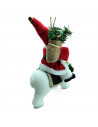 Tradineur - Figura de Papa Noel Montado en Oso Polar - Fabricado en Poliéster - Artículo decorativo para Navidad - 30 x 16 x 25