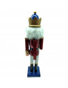 Tradineur - Figura de Soldado Cascanueces con bastón dorado Navideño - Fabricado en madera - Incluye palanca para abrir el casca