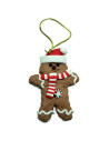 Tradineur - Pack de 3 colgantes de figura de galletas de jengibre - Fabricado en Plástico - Cordón dorado - Artículo para decora