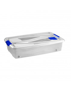 Baúl de plástico nº12  transparente de 16,6 x75,x 45,2 cm,con capacidad para 42,5 litros. Caja con tapa para organización del ho