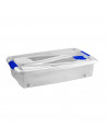 Baúl de plástico nº12  transparente de 16,6 x75,x 45,2 cm,con capacidad para 42,5 litros. Caja con tapa para organización del ho