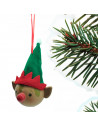 Tradineur - Colgante de Cabeza de Elfo Navideño - Fabricado en Poliéster y Plástico - Artículo decorativo para Navidad - Ø 8 cm