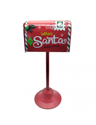 Tradineur - Buzón Americano Navideño Letters Santa - Fabricado en Metal - Artículo para decoraciones navideñas - 32 x 16 x 12 cm