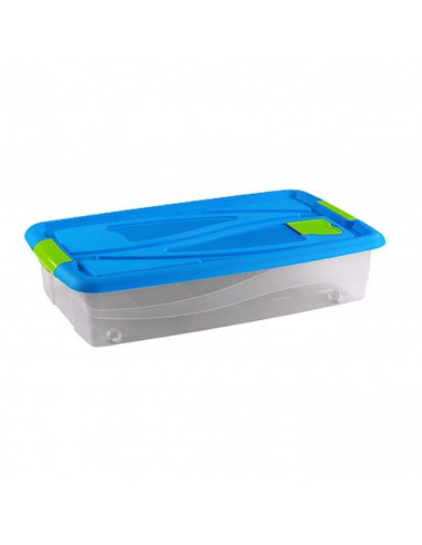 Baúl de plástico nº12  transparente de 16,6 x75,x 45,2 cm,con capacidad para 42,5 litros. Caja con tapa para organización del ho