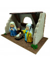 Tradineur - Cueva de nacimiento con 3 figuras: María, José y el Niño Jesús para Belén - Estilo Naïf - Marmolina - Adorno diverti