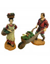 Tradineur - Set de 2 Figuras para belén: Carretillero y mujer con cesta - Fabricado en Marmolina - Adorno decorativo para nacimi
