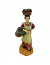 Tradineur - Set de 2 Figuras para belén: Carretillero y mujer con cesta - Fabricado en Marmolina - Adorno decorativo para nacimi