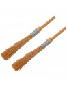Tradineur - Pack de 2 escobas para decoraciones de belén - Altura aprox.: 6 cm - Fabricado en Madera - Artículo para decoración