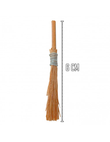 Tradineur - Pack de 2 escobas para decoraciones de belén - Altura aprox.: 6 cm - Fabricado en Madera - Artículo para decoración