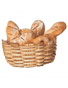 Tradineur - Figura de cesta con pan en miniatura para Belén - Fabricado en Marmolina - Adorno divertido para nacimiento, Navidad