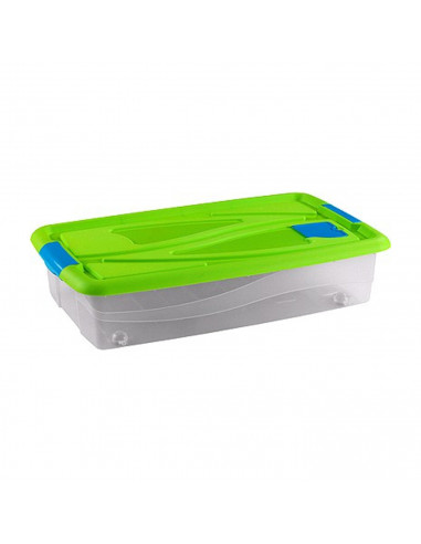 Baúl de plástico nº12  transparente de 16,6 x75,x 45,2 cm,con capacidad para 42,5 litros. Caja con tapa para organización del ho
