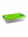 Baúl de plástico nº12  transparente de 16,6 x75,x 45,2 cm,con capacidad para 42,5 litros. Caja con tapa para organización del ho