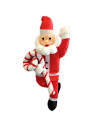 Tradineur - Muñeco de Papa Noel con Cuerda y Caramelo para Navidad - Fabricado en Poliéster y algodón - Artículo para decoración