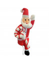 Tradineur - Muñeco de Papa Noel con Cuerda y Caramelo para Navidad - Fabricado en Poliéster y algodón - Artículo para decoración
