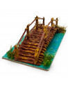 Tradineur - Puente de troncos con río para Belén, resina, adorno para nacimiento, portal, pesebre, Navidad, decoración tradicion