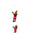 Tradineur - Muñeco de 2 Papa Noel en escaleras de 6 peldaños para Navidad - Fabricado en Poliéster y algodón - Artículo para dec