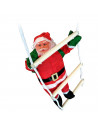 Tradineur - Muñeco de 2 Papa Noel en escaleras de 6 peldaños para Navidad - Fabricado en Poliéster y algodón - Artículo para dec