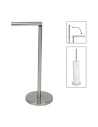 Tradineur - Portarrollos plegable de pie para papel higiénico, Forma L, acero inoxidable, válido para varios rollos, sencillo, m