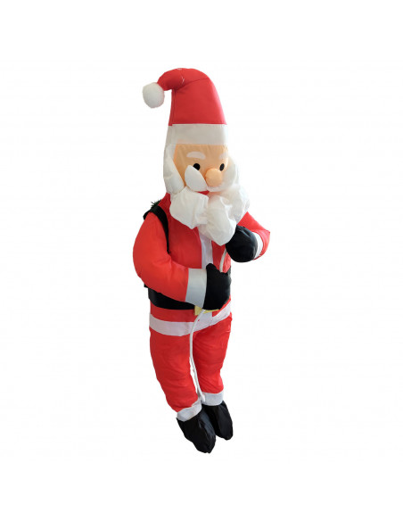 Tradineur - Muñeco de Papa Noel bajando en cuerda para Navidad - Fabricado en Poliéster y algodón - Artículo para decoración nav Tradineur - Muñeco de Papa Noel bajando en cuerda para Navidad - Fabricado en Poliéster y algodón - Artículo para decoración nav