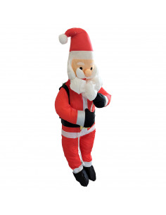 Tradineur - Muñeco de Papa Noel bajando en cuerda para Navidad - Fabricado en Poliéster y algodón - Artículo para decoración nav