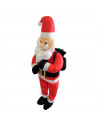 Tradineur - Muñeco de Papa Noel bajando en cuerda para Navidad - Fabricado en Poliéster y algodón - Artículo para decoración nav