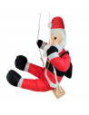 Tradineur - Muñeco de Papa Noel en columpio para Navidad - Fabricado en Poliéster, algodón y madera - Artículo para decoración n