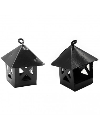 Tradineur - Pack de 2 faroles para Belén, metal, adornos para nacimiento, pesebre, Navidad, decoración tradicional, fabricado en