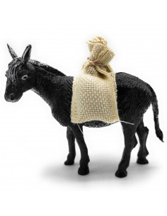 Tradineur - Figura de burro con sacos para Belén, durexina, adorno para nacimiento, portal, pesebre, Navidad, decoración tradici