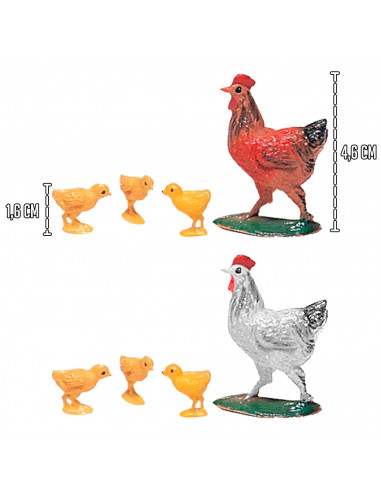 Tradineur - Pack de Animales con Crías para Belén - Gallina, Cordero, Cabras, Patos y Corderos Tendidos - Fabricado en Plástico