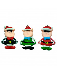 Tradineur - Pack de 3 Elfos colgantes navideños - Fabricado en Plástico - Artículo para decoración de Navidad - 8 cm - Color Ale