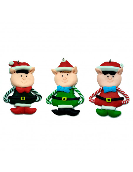Tradineur - Pack de 3 Elfos colgantes navideños - Fabricado en Plástico - Artículo para decoración de Navidad - 8 cm - Color Ale Tradineur - Pack de 3 Elfos colgantes navideños - Fabricado en Plástico - Artículo para decoración de Navidad - 8 cm - Color Ale