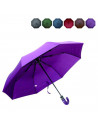 Tradineur - Paraguas plegable de poliéster, mango curvo de pvc, automático y antiviento, 8 varillas de fibra, ligero y resistent