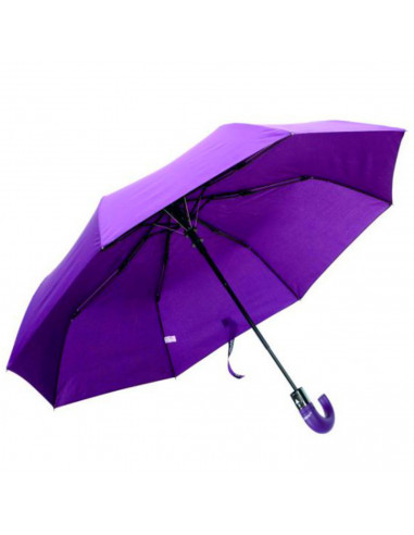 Tradineur - Paraguas plegable de poliéster, mango curvo de pvc, automático y antiviento, 8 varillas de fibra, ligero y resistent