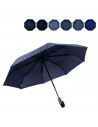 Tradineur - Paraguas plegable de caballero, poliéster, mango curvo de goma, abrir/cerrar automático, antiviento, 8 varillas de f