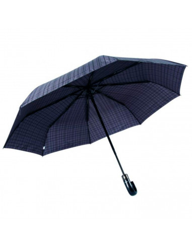 Tradineur - Paraguas plegable de caballero, poliéster, mango curvo de goma, abrir/cerrar automático, antiviento, 8 varillas de f